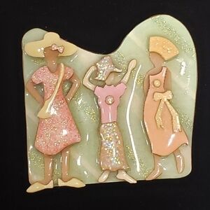 Woman Pin by Lucinda 3D Vintage Brooch Handmade and One of a Kind Always REDUCED